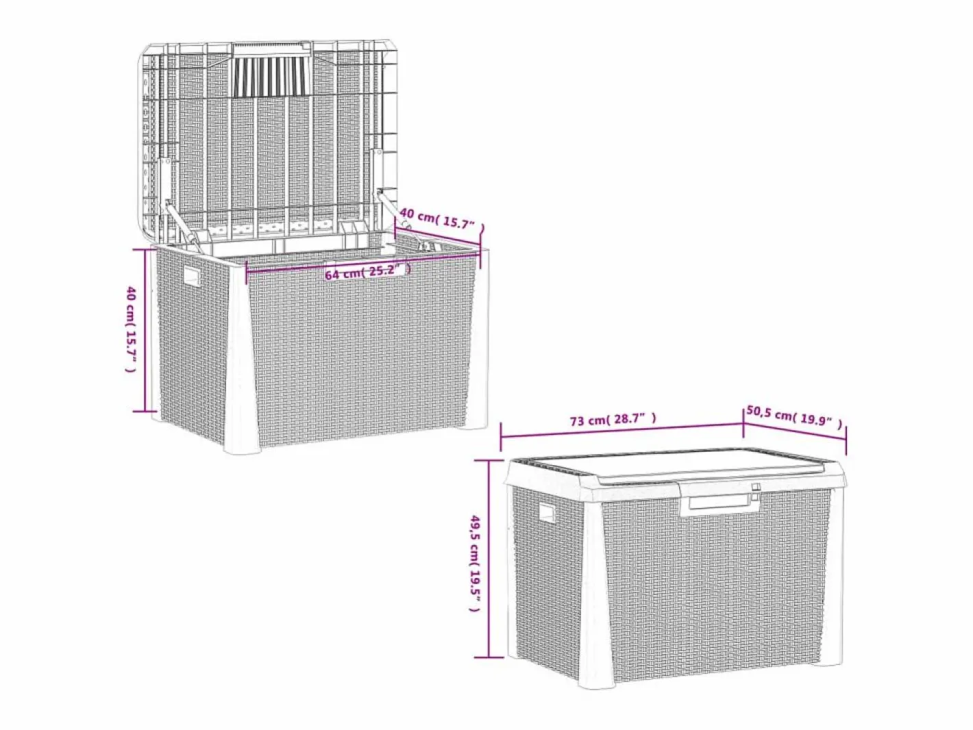 vidaxl Caja de almacenaje jardín con cojín de asiento PP marrón 125 L Marru00f3n Clearance