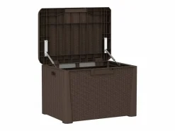 vidaxl Caja de almacenaje jardín con cojín de asiento PP marrón 125 L Marru00f3n Clearance