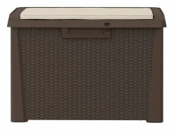 vidaxl Caja de almacenaje jardín con cojín de asiento PP marrón 125 L Marru00f3n Clearance