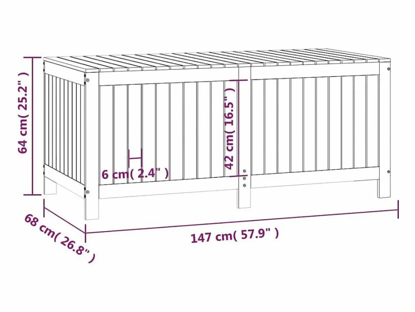 Caja de almacenaje jardín madera maciza de pino 147x68x64 cm^vidaxl Online