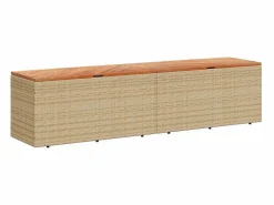 vidaxl Baúl De Jardín|Caja de almacenaje jardín madera acacia ratán beige 220x50x54cm