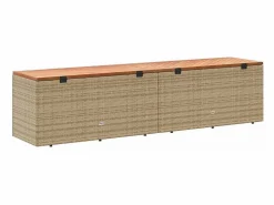 vidaxl Baúl De Jardín|Caja de almacenaje jardín madera acacia ratán beige 220x50x54cm