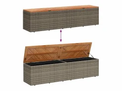 vidaxl Baúl De Jardín|Caja de almacenaje jardín madera acacia ratán 220x50x54cm