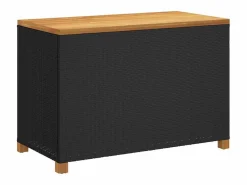 vidaxl Caja de almacenaje jardín madera acacia ratán 110x55x63cm Negro Online