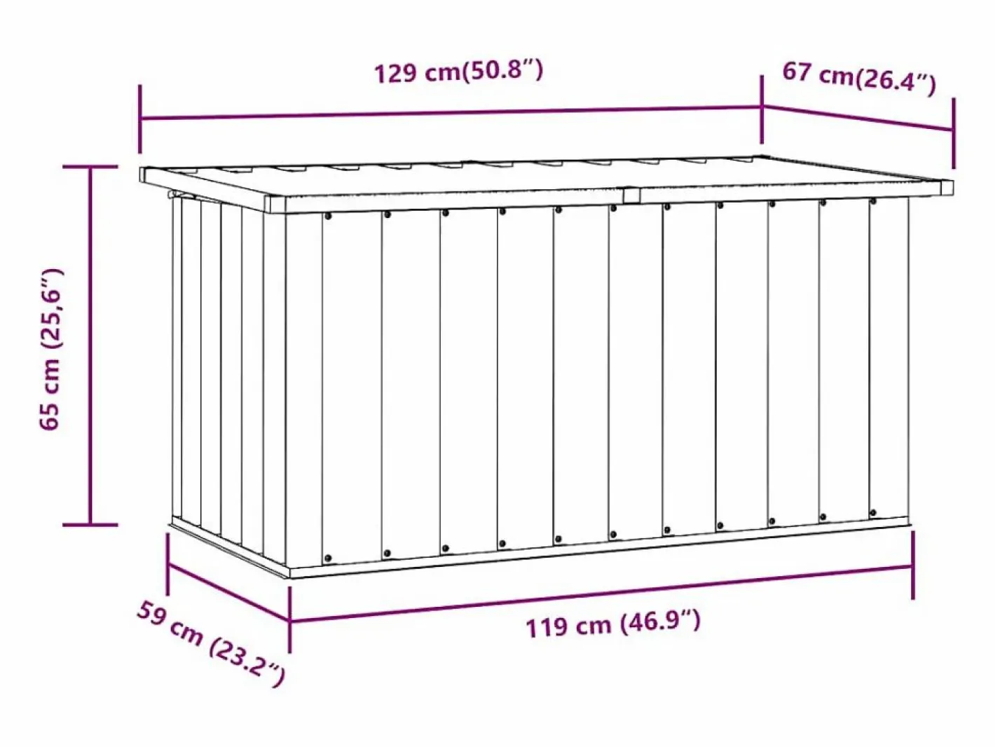 vidaxl Baúl De Jardín|Caja de almacenaje para jardín 129x67x65 cm