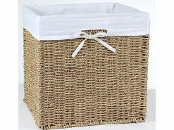 Calicosy Accesorios De Almacenaje|Caja de almacenaje plegable de junco marino - 32 x 32 x 32 cm