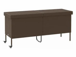 Armario De Jardín|Caja de almacenamiento de jardín con ruedas, marrón, 160x55x75 cm, resina trenzada