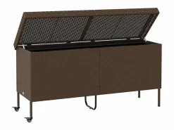 Armario De Jardín|Caja de almacenamiento de jardín con ruedas, marrón, 160x55x75 cm, resina trenzada