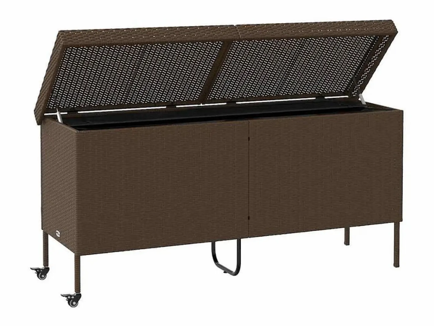Armario De Jardín|Caja de almacenamiento de jardín con ruedas, marrón, 160x55x75 cm, resina trenzada