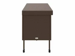Armario De Jardín|Caja de almacenamiento de jardín con ruedas, marrón, 160x55x75 cm, resina trenzada