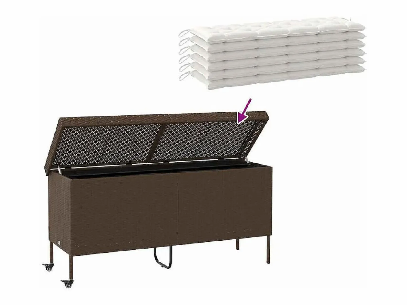 Armario De Jardín|Caja de almacenamiento de jardín con ruedas, marrón, 160x55x75 cm, resina trenzada