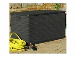 Caja de almacenamiento de jardín antracita ratán PP 120x56x63cm ES265378 Gris antracita Online