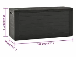 vidaxl Caja de almacenamiento de jardín 116x44x55 cm Gris antracita