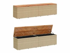 Caja de almacenamiento de jardín hecha de resina tejida y madera de acacia^