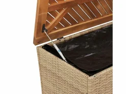 Caja de almacenamiento de jardín hecha de resina tejida y madera de acacia^
