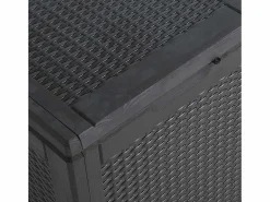 Caja de almacenamiento de jardín 90 L Ratán PP Negro