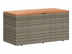 Caja de almacenamiento de jardín hecha de resina trenzada y madera de acacia^ Clearance