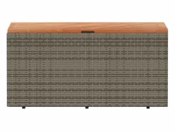 Caja de almacenamiento de jardín hecha de resina trenzada y madera de acacia^ Clearance