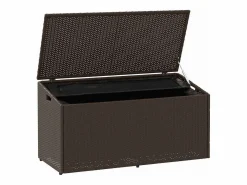 Caja de almacenamiento de jardín marrón 110x50x58 cm resina tejida^ Sale