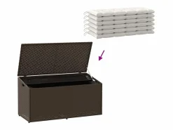Caja de almacenamiento de jardín marrón 110x50x58 cm resina tejida^ Sale