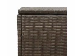 Caja de almacenamiento de jardín marrón 110x50x58 cm resina tejida^ Sale