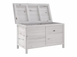 Caja de almacenamiento de jardín blanca de madera maciza de abeto Blanco New