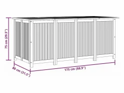 Armario De Jardín|Caja de almacenamiento de jardín 175x80x75 cm madera maciza de acacia