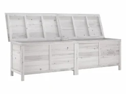 Caja de almacenamiento de jardín blanca de madera maciza de abeto Blanco Discount