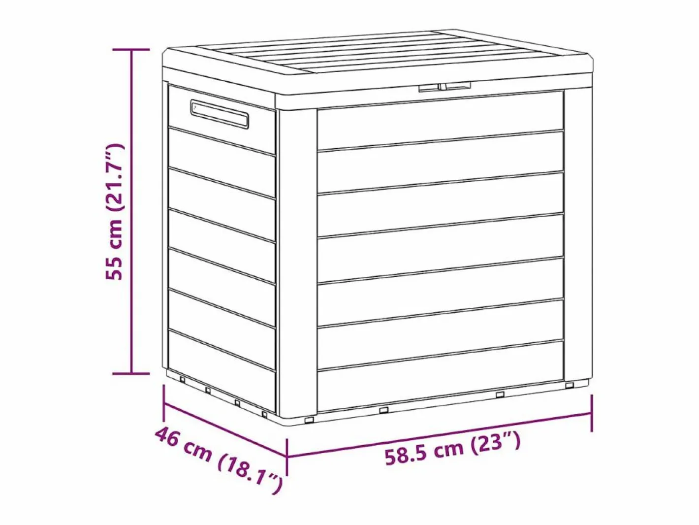 Caja de almacenamiento de jardín Marrón 58,5x46x55 cm Polipropileno^
