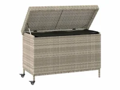 Caja de almacenamiento de jardín y ruedas de mimbre de resina claro Gris Hot