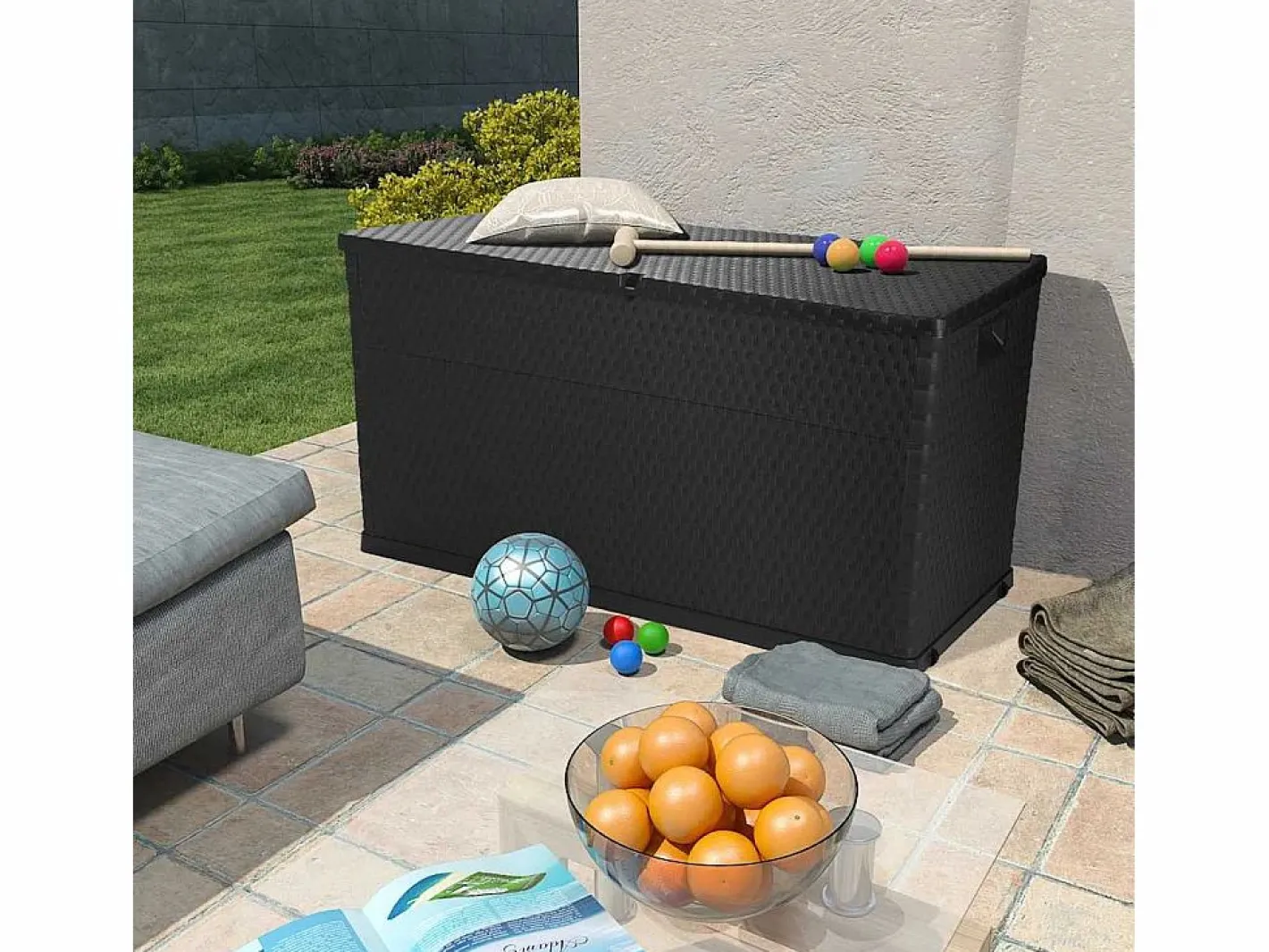 Armario De Jardín|Caja de almacenamiento de jardín Antracita 120x56x63 cm PP Ratán