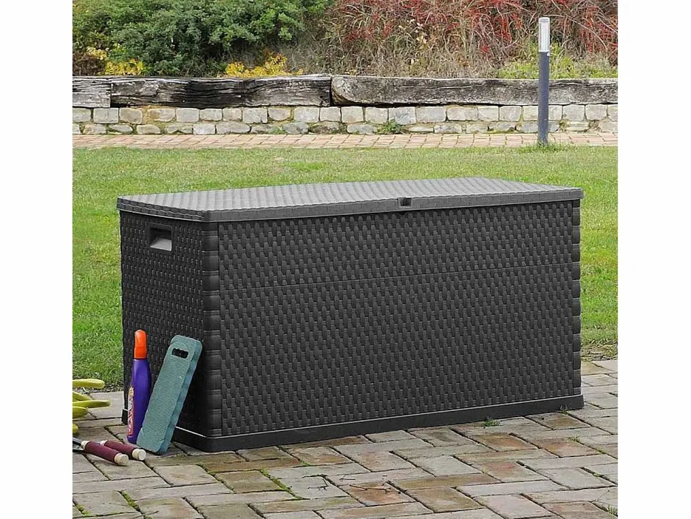 Armario De Jardín|Caja de almacenamiento de jardín Antracita 120x56x63 cm PP Ratán