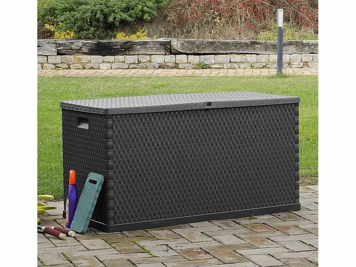 Armario De Jardín|Caja de almacenamiento de jardín Antracita 120x56x63 cm PP Ratán