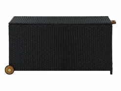 Caja de almacenamiento de jardín negra 120x65x61 cm resina tejida^ Outlet