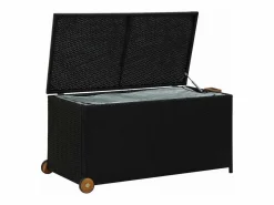 Caja de almacenamiento de jardín negra 120x65x61 cm resina tejida^ Outlet