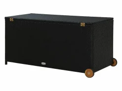 Caja de almacenamiento de jardín negra 120x65x61 cm resina tejida^ Outlet