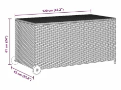 Caja de almacenamiento de jardín negra 120x65x61 cm resina tejida^ Outlet