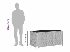 Caja de almacenamiento de jardín negra 120x65x61 cm resina tejida^ Outlet