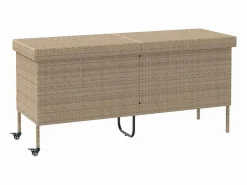 Armario De Jardín|Caja de almacenamiento de jardín con ruedas, 160x55x75 cm, resina trenzada