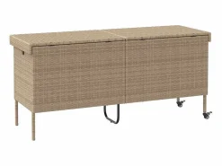 Armario De Jardín|Caja de almacenamiento de jardín con ruedas, 160x55x75 cm, resina trenzada