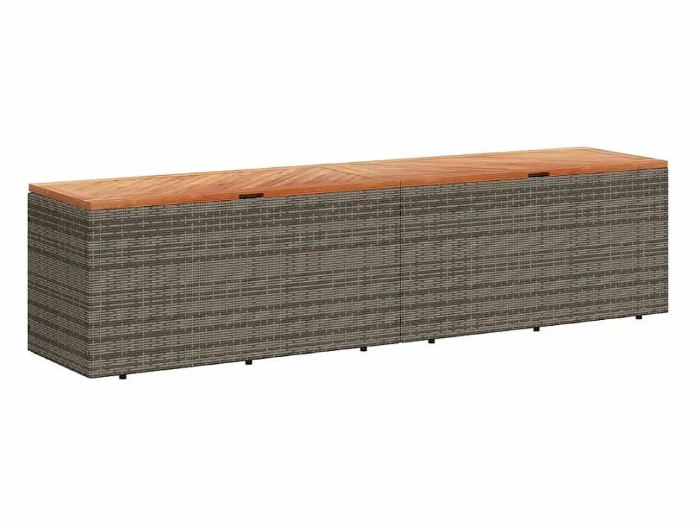 Armario De Jardín|Caja de almacenamiento de jardín hecha de resina trenzada y madera de acacia
