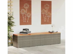 Armario De Jardín|Caja de almacenamiento de jardín hecha de resina trenzada y madera de acacia