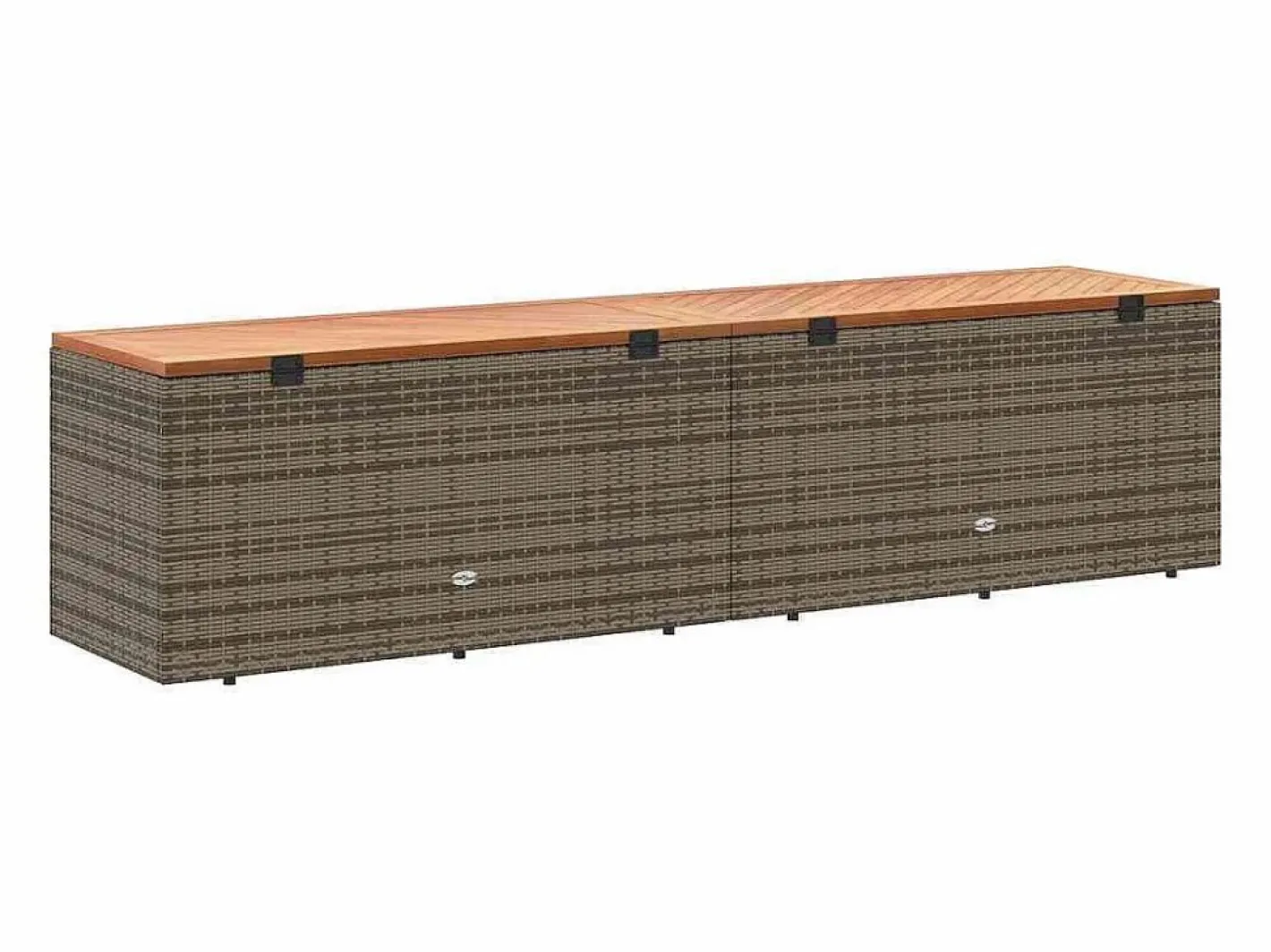 Armario De Jardín|Caja de almacenamiento de jardín hecha de resina trenzada y madera de acacia