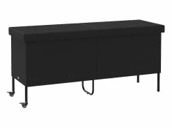 Armario De Jardín|Caja de almacenamiento para jardín de mimbre de resina negra y ruedas