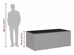 Caja de almacenamiento para jardín de resina tejida, 180 x 90 x 70 cm, color^ New