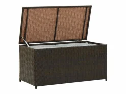 Caja de almacenamiento para jardín de resina tejida 100x50x50 cm marrón^