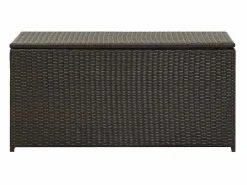 Caja de almacenamiento para jardín de resina tejida 100x50x50 cm marrón^