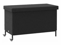 Caja de almacenamiento para jardín de mimbre de resina negra y ruedas^ Clearance