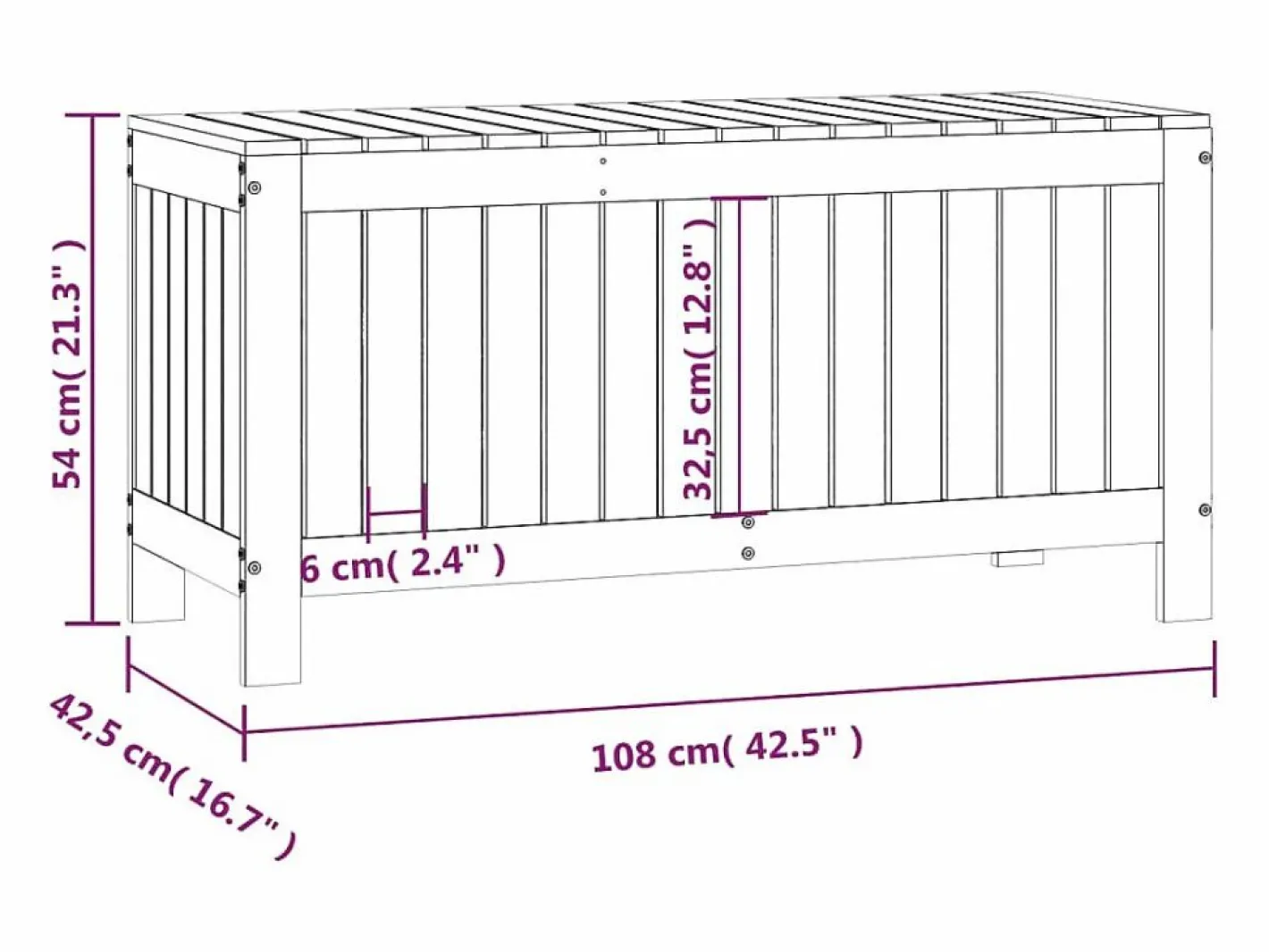 Caja de almacenamiento para jardín color marrón miel, 108 x 42,5 x 54 cm, madera de pino Marru00f3n Discount