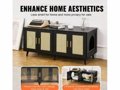 Caja de Arena para Gatos SucceBuy, Muebles Ocultos de Madera con 2 Habitaciones, Color^ Sale